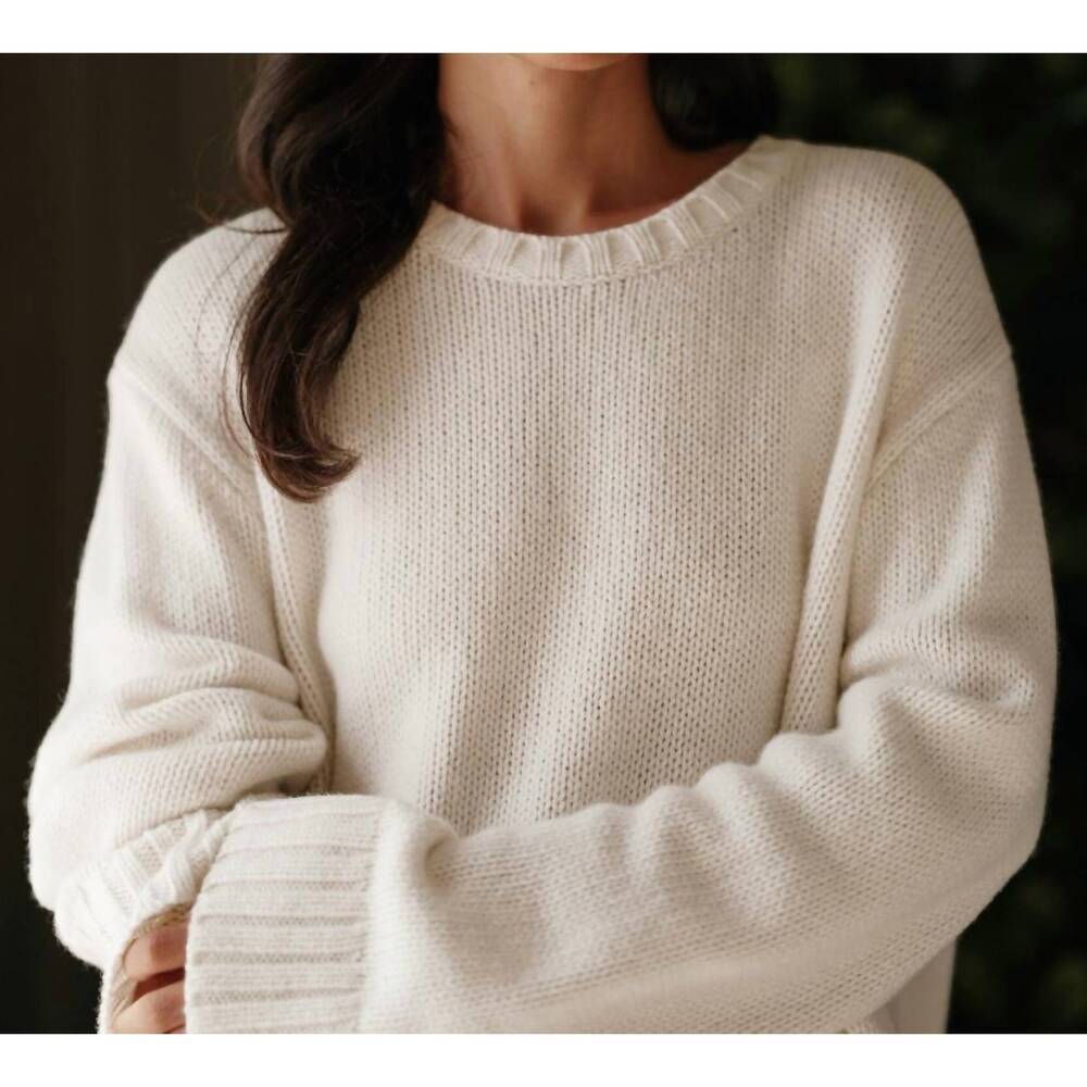 NEW JENNI KAYNE cashmere amelia crewneck sweater in ivory - Picture 2 of 3